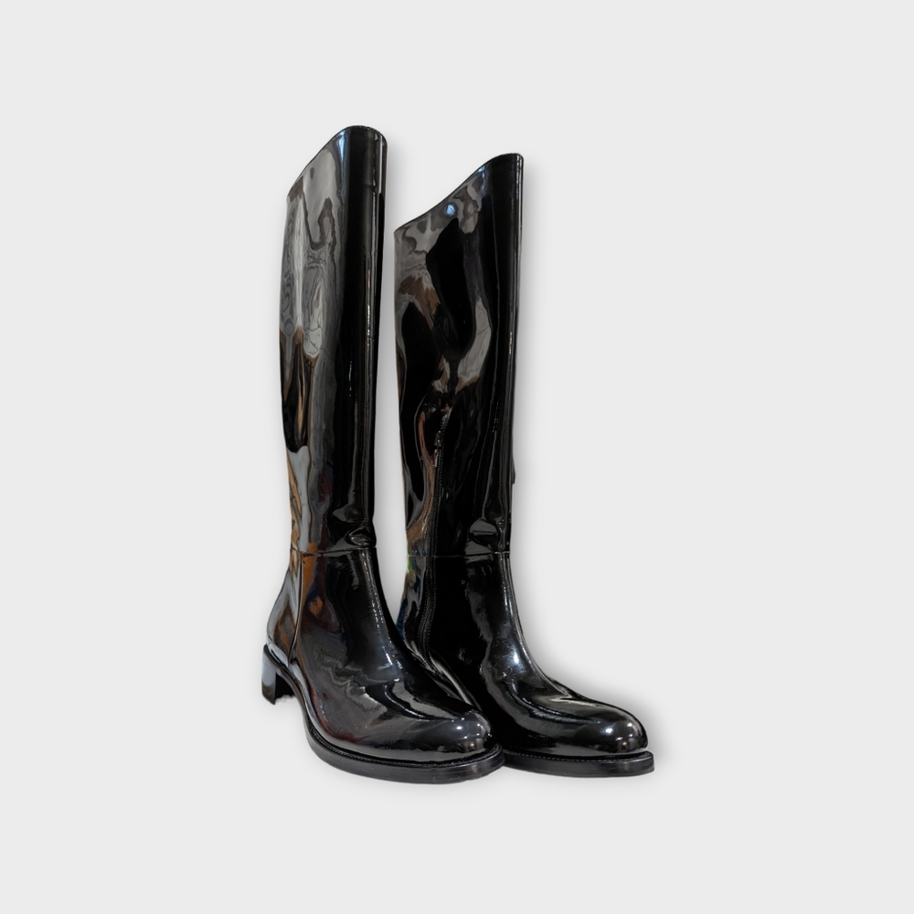 Prada Vernice Knee High Boots